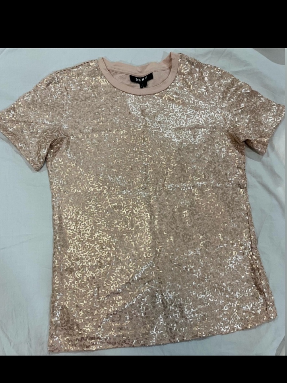 DKNY Rose Blush Sequin Short Sleeve Tee